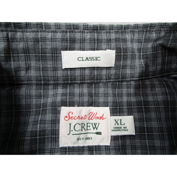 J.Crew Secret Wash Shirt Mens XL Classic Grey Plaid Button Down CO874 Oarsman - Picture 5 of 13